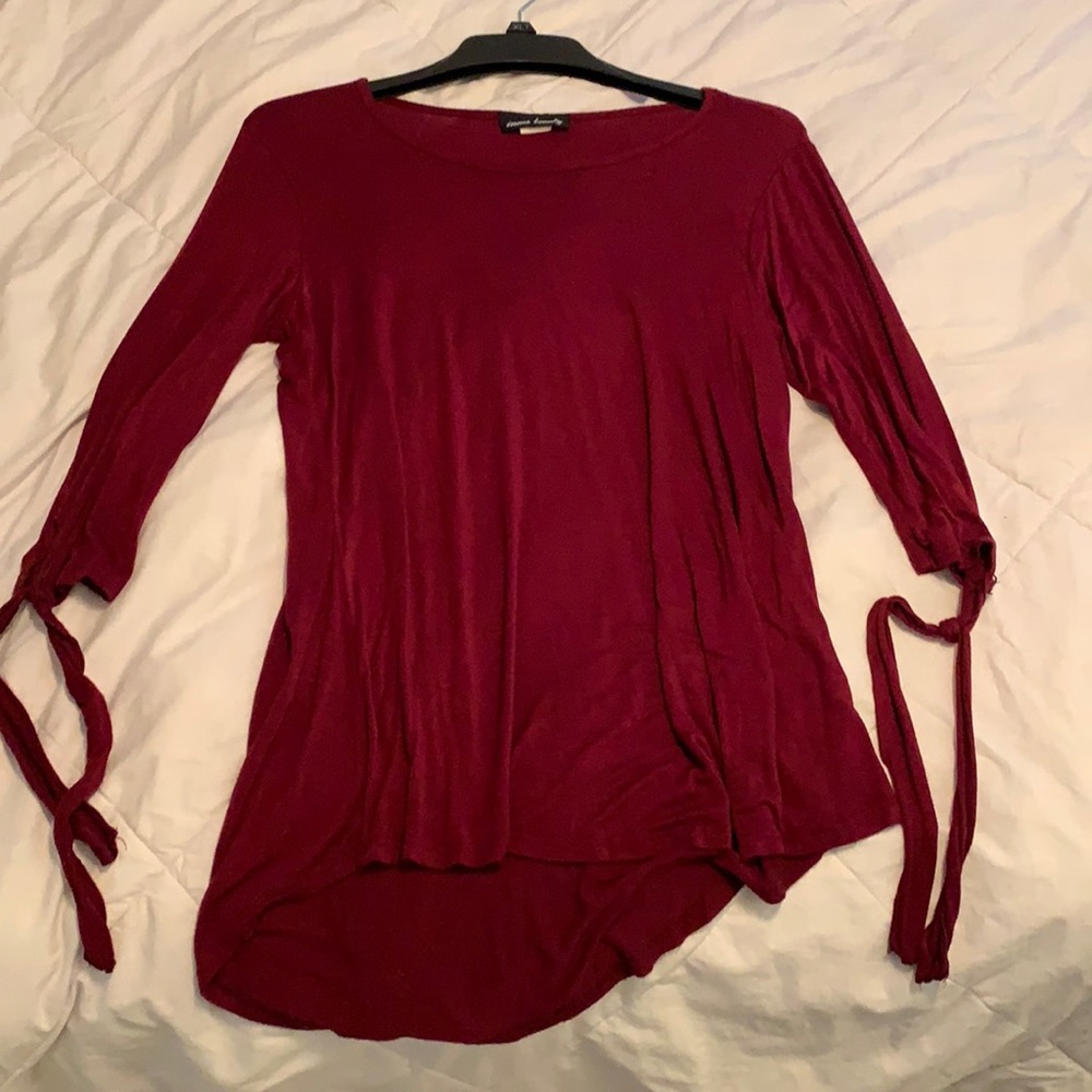 Burgundy Tunic with Tie Sleeves